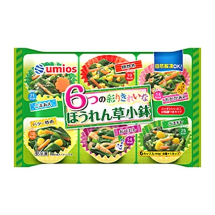 ６つのほうれん草小鉢