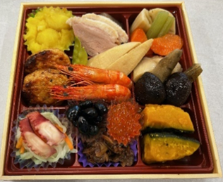 お煮しめと焼海老盛合せ