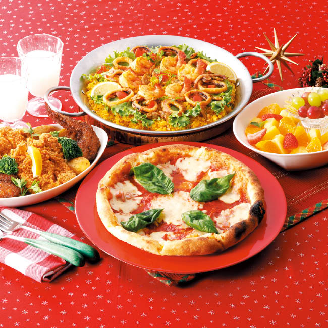 【ファミリーセットB】マルゲリータピザ・パエリア・チキン・フルーツ