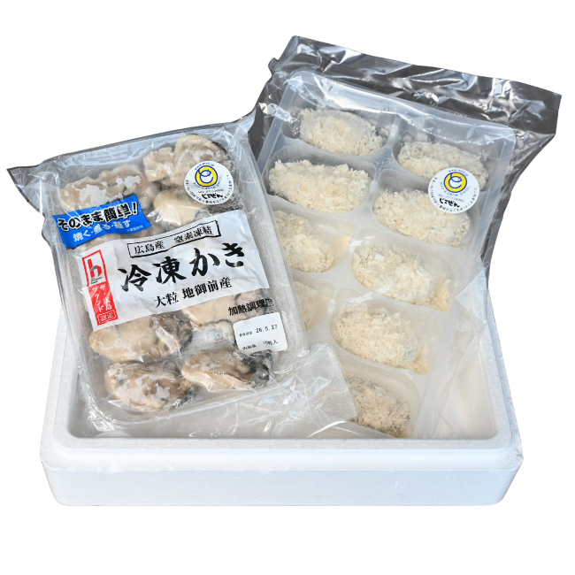 地御前産　冷凍かきむき身とかきフライセット