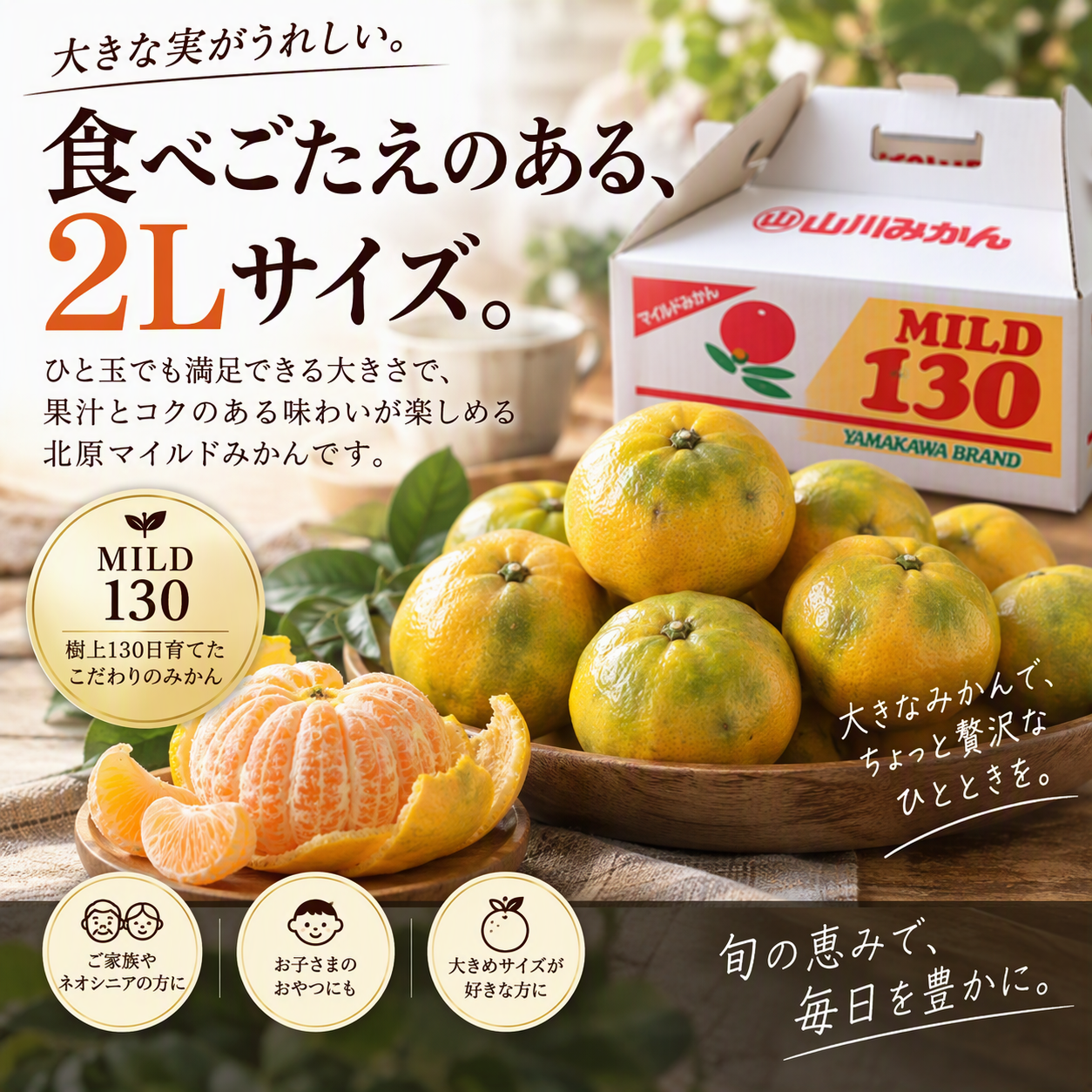 JAみなみ筑後山川　北原マイルドみかん大 2.5kg箱